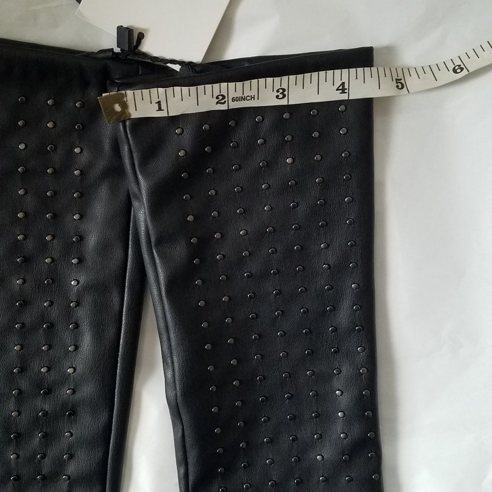 NWT FAUX LEATHER LONG BLACK STUDDED GLOVES - Picture 5 of 7